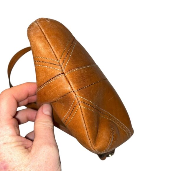 vintage coach british tan leather cross body bag purse 8.5x8 - Picture 4 of 7